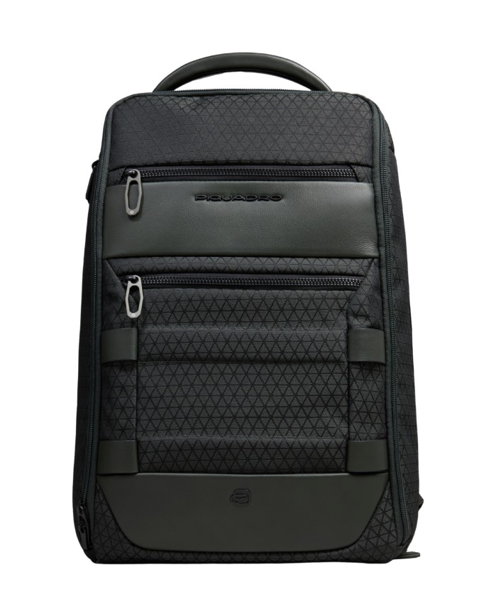  Piquadro - Zaino da Viaggio Modulare in Pelle e Tessuto Porta
