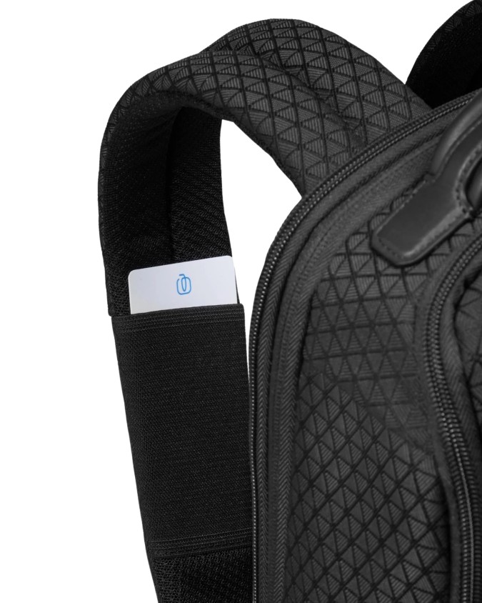  Piquadro - Zaino da Viaggio Modulare in Pelle e Tessuto Porta