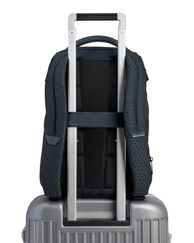  Piquadro - Zaino da Viaggio Modulare in Pelle e Tessuto Porta