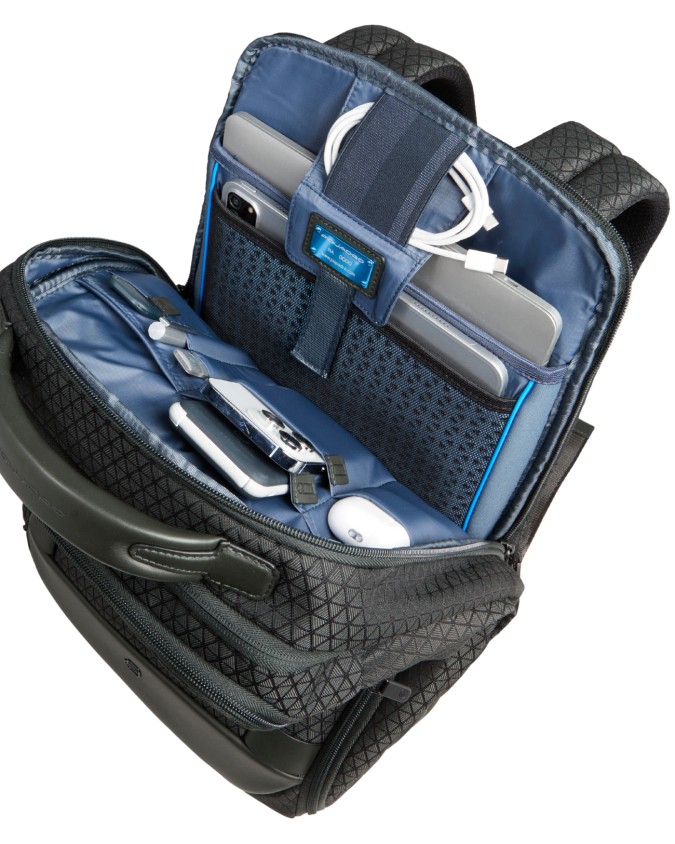  Piquadro - Zaino da Viaggio Modulare 2 in 1 in Pelle e Tessuto