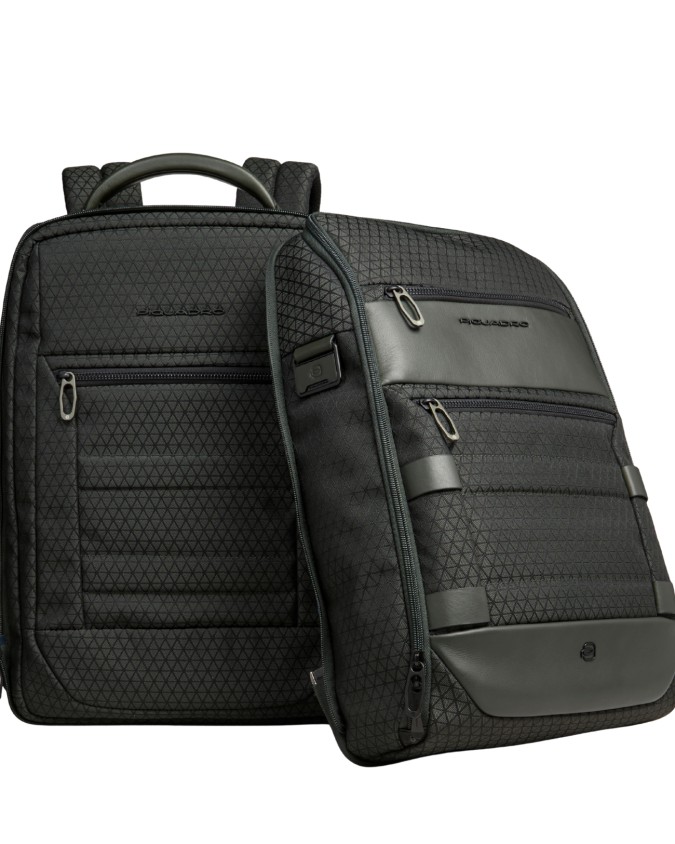  Piquadro - Zaino da Viaggio Modulare 2 in 1 in Pelle e Tessuto