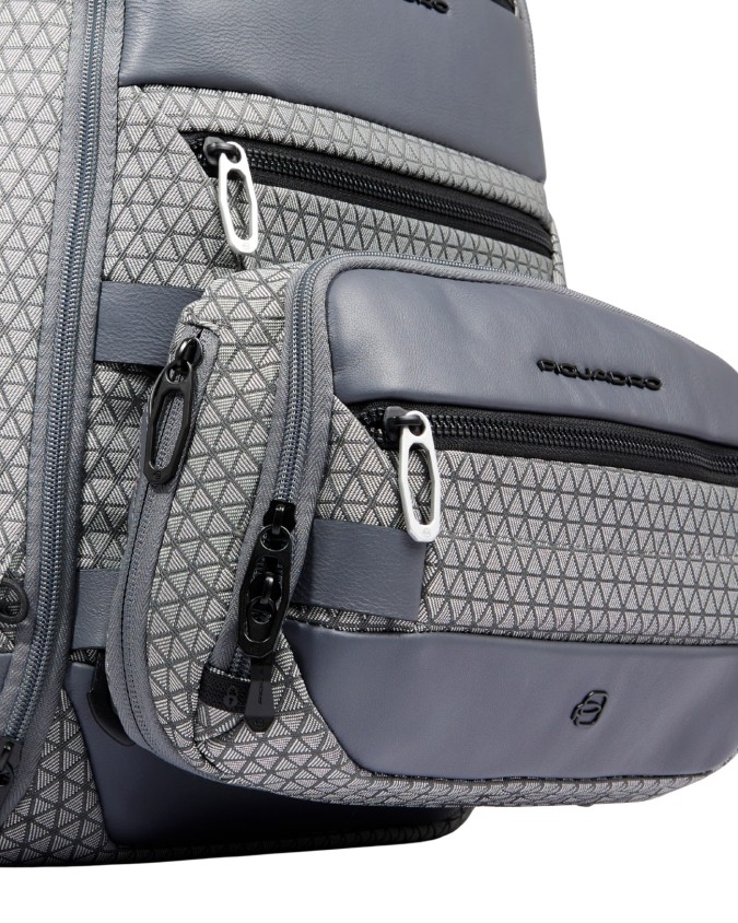  Piquadro - Zaino da Viaggio Modulare 2 in 1 in Pelle e Tessuto