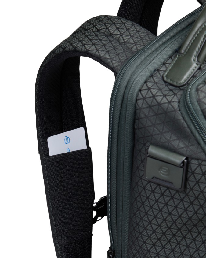  Piquadro - Zaino da Viaggio Modulare in Pelle e Tessuto Porta