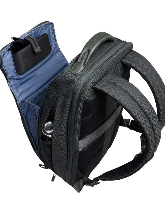  Piquadro - Zaino da Viaggio Modulare in Pelle e Tessuto Porta