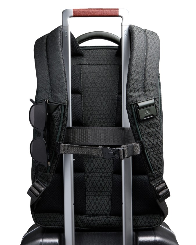  Piquadro - Zaino da Viaggio Modulare in Pelle e Tessuto Porta