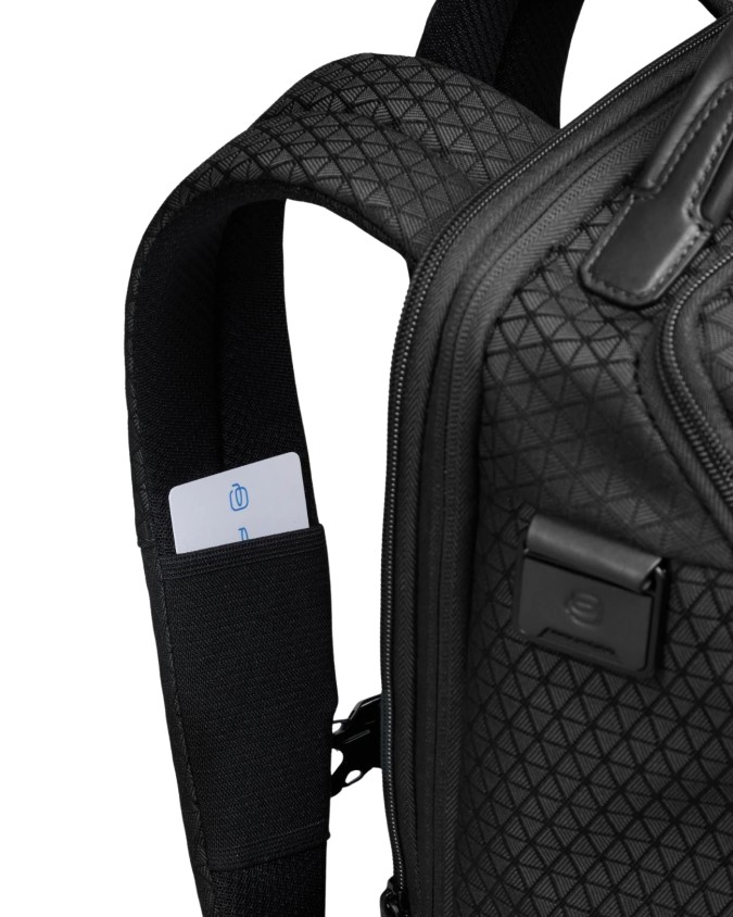  Piquadro - Zaino da Viaggio Modulare in Pelle e Tessuto Porta