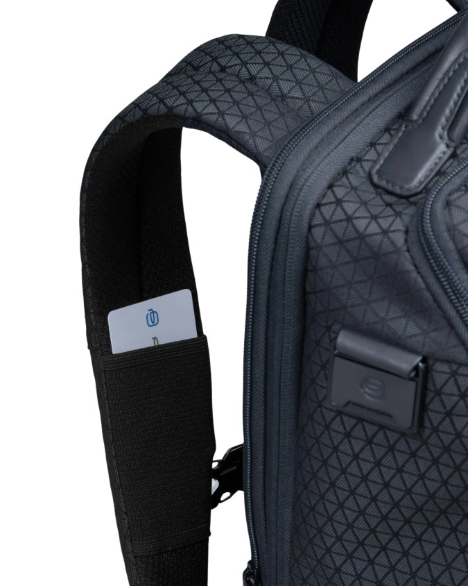  Piquadro - Zaino da Viaggio Modulare in Pelle e Tessuto Porta