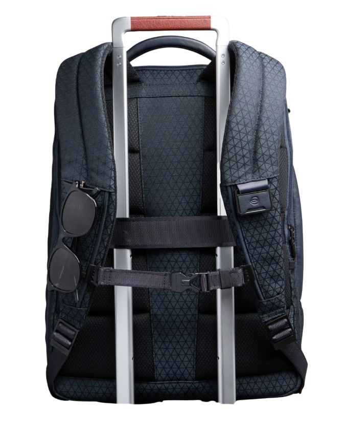  Piquadro - Zaino da Viaggio Modulare in Pelle e Tessuto Porta