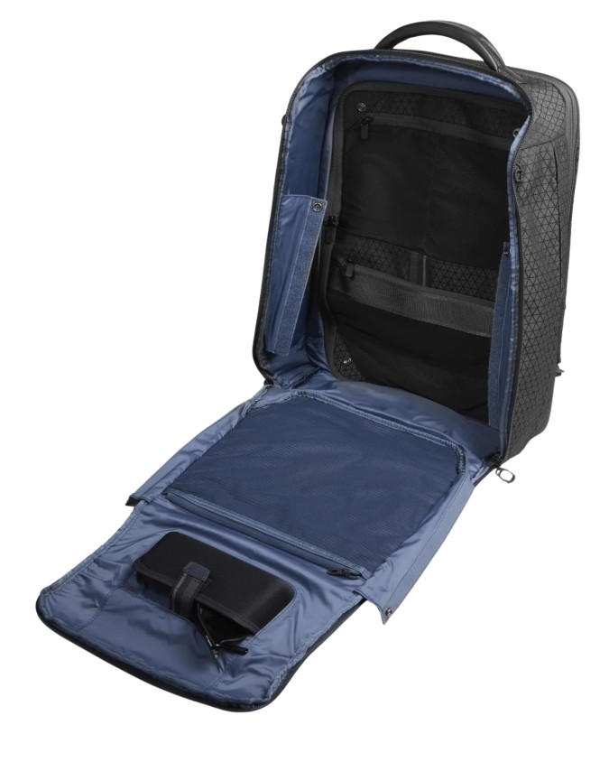  Piquadro - Zaino da Viaggio Modulare in Pelle e Tessuto Porta