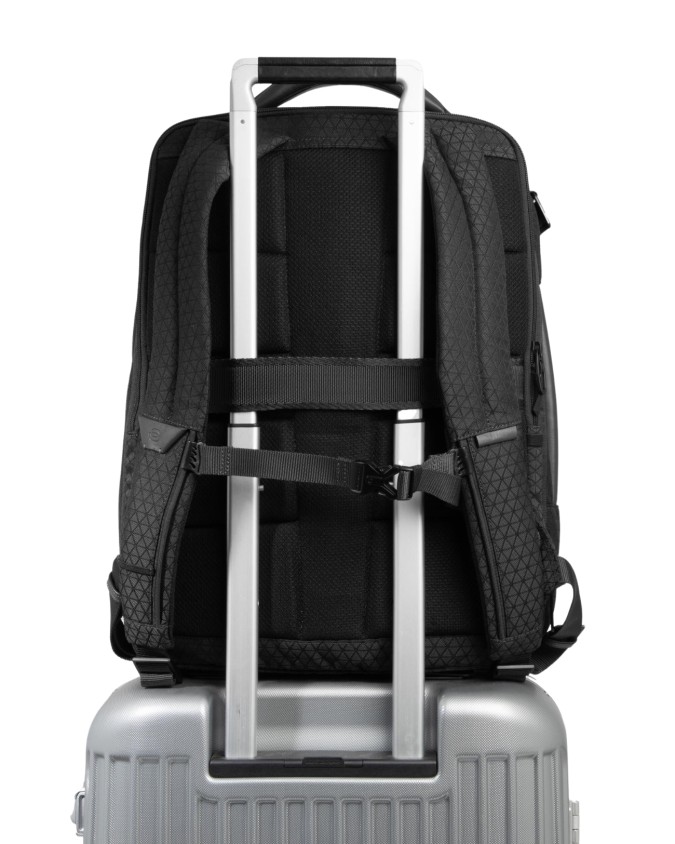  Piquadro - Zaino da Viaggio Modulare in Pelle e Tessuto Porta