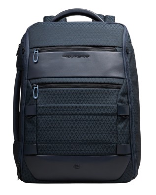  Piquadro - Zaino da Viaggio Modulare in Pelle e Tessuto Porta