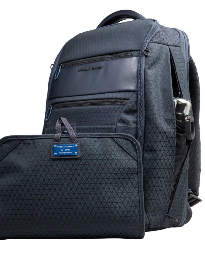  Piquadro - Zaino da Viaggio Modulare in Pelle e Tessuto Porta