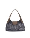  Ynot - Borsa shopping media con patta in tessuto ed ecopelle