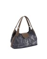  Ynot - Borsa shopping media con patta in tessuto ed ecopelle