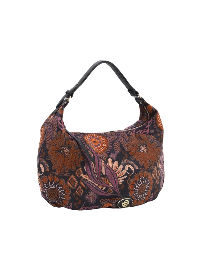  Ynot - Borsa a spalla hobo large in tessuto ed ecopelle Indigo