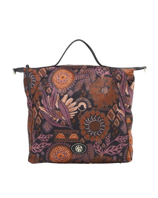 Ynot - Indigo Fabric and Faux Leather Tote Bag