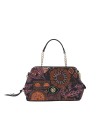 Ynot – Clutch aus Stoff und Kunstleder mit Indigo-Griff