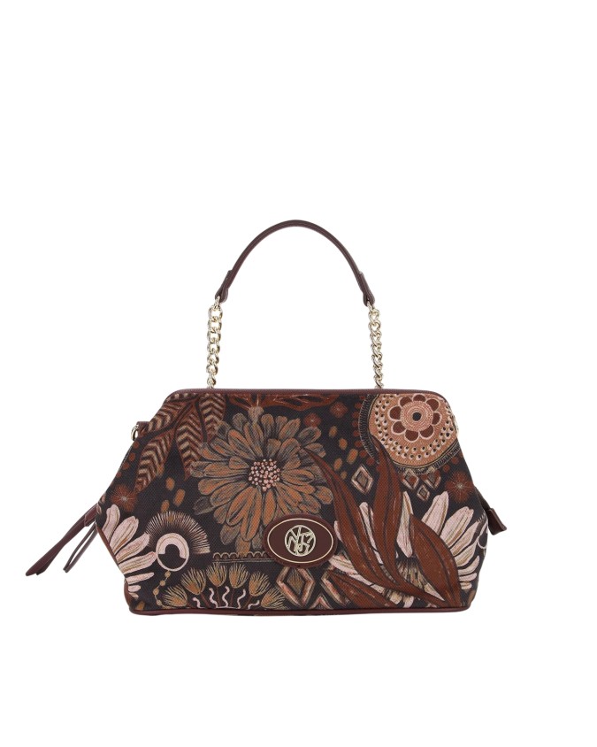  Ynot - Clutch in tessuto ed ecopelle con manico Indigo