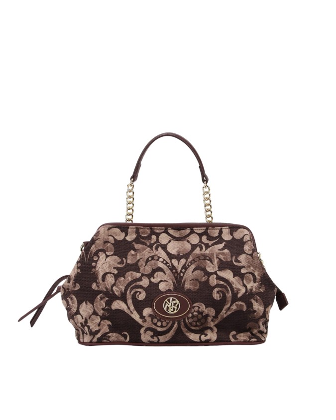  Ynot - Clutch in tessuto ed ecopelle con manico Indigo
