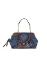  Ynot - Clutch in tessuto ed ecopelle con manico Indigo