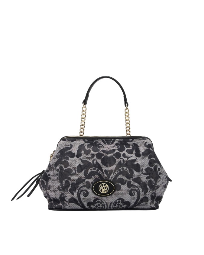  Ynot - Clutch in tessuto ed ecopelle con manico Indigo