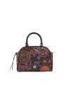 Ynot - Fabric and Faux Leather Tote Bag with Shoulder Strap in Indigo
