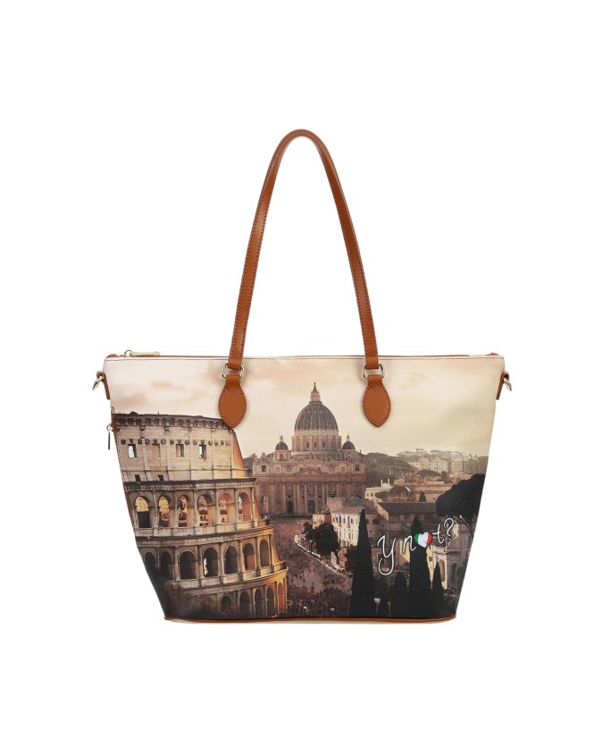  Ynot - Borsa shopping media in ecopelle stampa città Yesbag