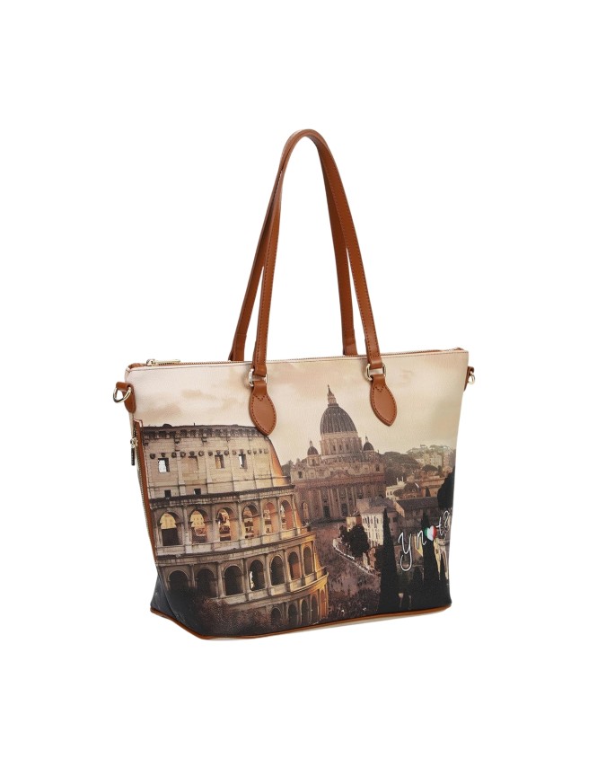 Ynot - Borsa shopping media in ecopelle stampa città Yesbag