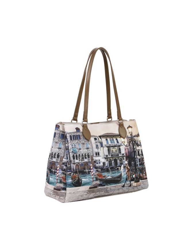  Ynot - Tote bag in ecopelle con stampa città Yesbag