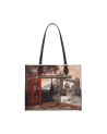  Ynot - Borsa shopping squadrata in ecopelle stampa città Yesbag