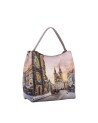  Ynot - Borsa a spalla Hobo Large in ecopelle stampa città