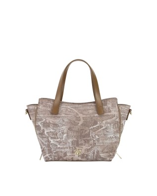Ynot - Medium Tote Bag in Fabric and Aeterna Faux Leather