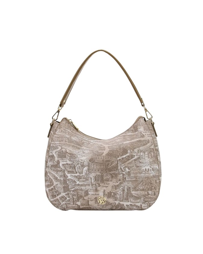  Ynot - Borsa a spalla Hobo in tessuto ed ecopelle con manico