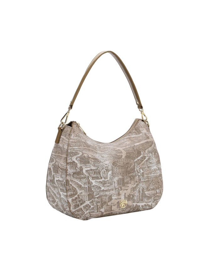 Ynot - Borsa a spalla Hobo in tessuto ed ecopelle con manico