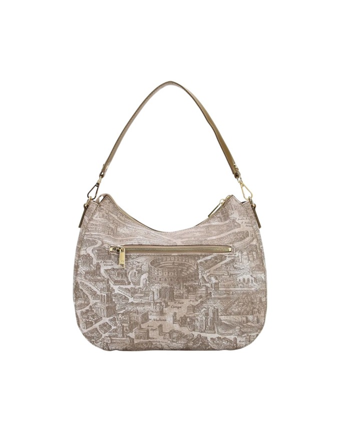  Ynot - Borsa a spalla Hobo in tessuto ed ecopelle con manico