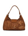  Ynot - Borsa shopping media con patta in tessuto ed ecopelle