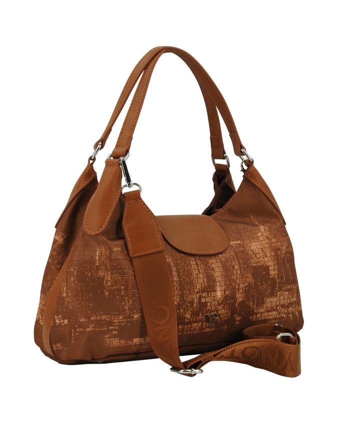  Ynot - Borsa shopping media con patta in tessuto ed ecopelle