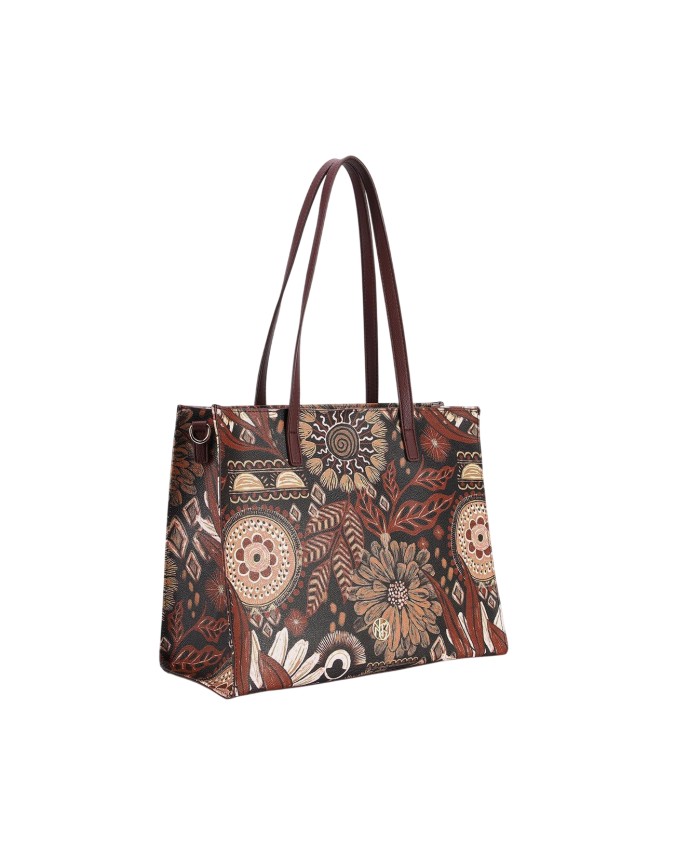  Ynot - Borsa shopping squadrata in ecopelle Ikebana