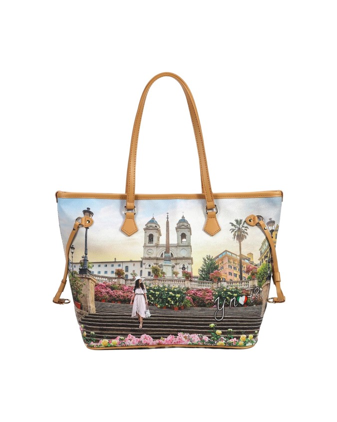  Ynot - Shopping bag Tg. XXL in ecopelle con stampa città Yesbag