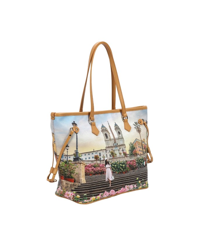  Ynot - Shopping bag Tg. XXL in ecopelle con stampa città Yesbag