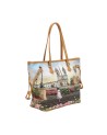  Ynot - Shopping bag Tg. XXL in ecopelle con stampa città Yesbag