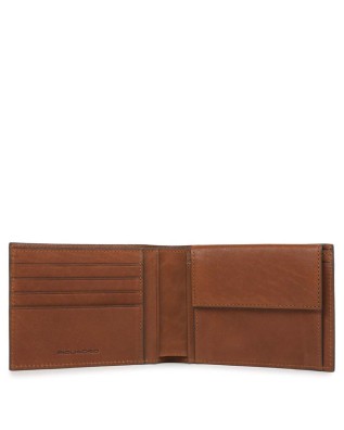 PIQUADRO - Portafoglio uomo con portamonete in pelle - Cuoio