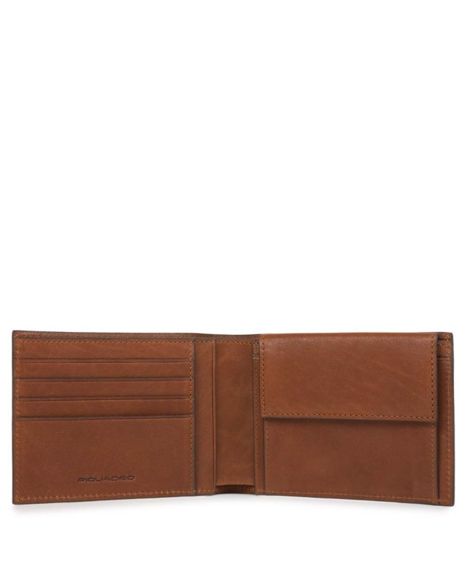 PIQUADRO - Portafoglio uomo con portamonete in pelle - Cuoio