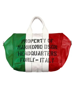 Manikomio Design - Borsa a mano in pelle con tracolla 38 Italian Flag