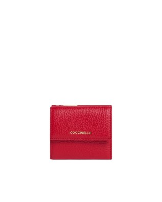  Coccinelle - Portafoglio Mini in pelle con patta Metallic Soft