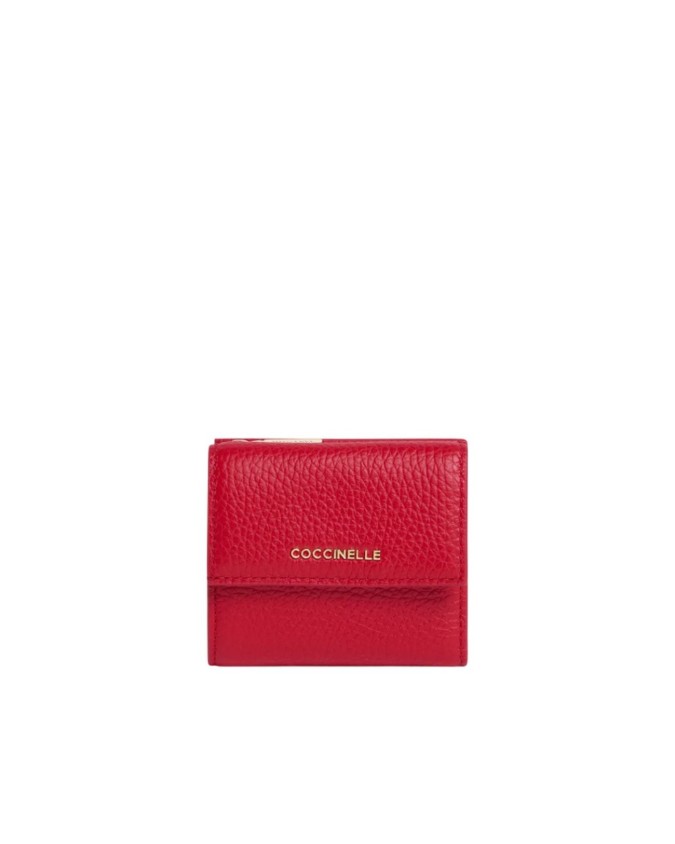  Coccinelle - Portafoglio Mini in pelle con patta Metallic Soft
