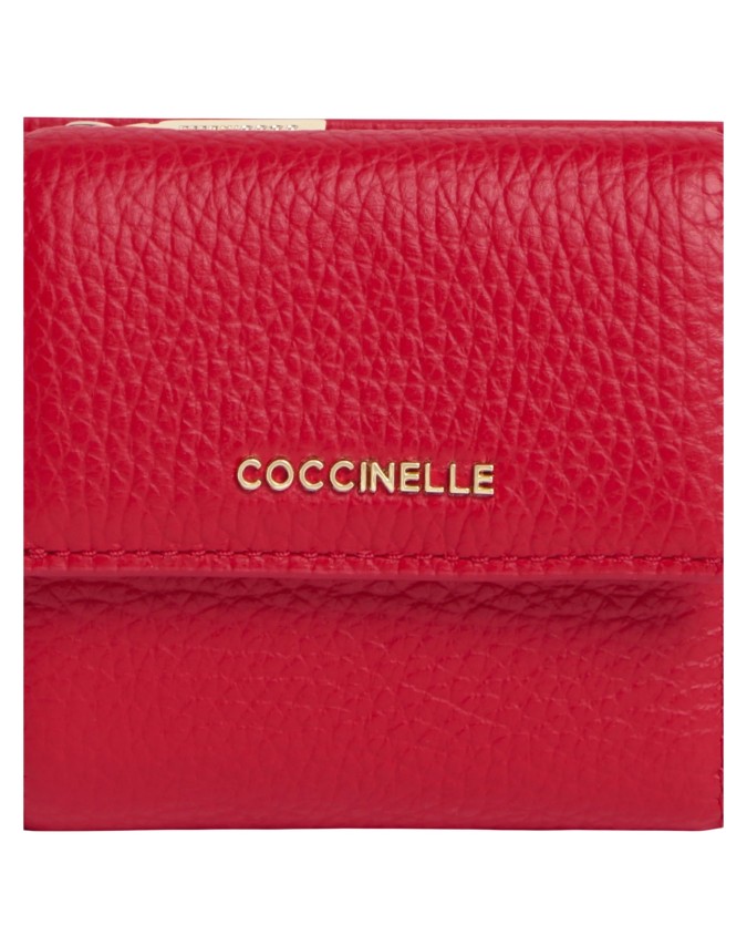  Coccinelle - Portafoglio Mini in pelle con patta Metallic Soft