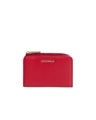 Coccinelle – Metallic Soft Leather Mini Wallet - SCARLET