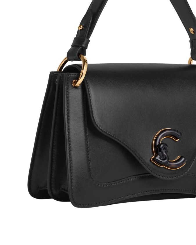  Coccinelle - Borsa a Mano in Pelle Liscia Logo Tartarugato