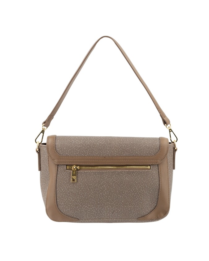 Ynot - Borsa a spalla con  patta in pvc Havana